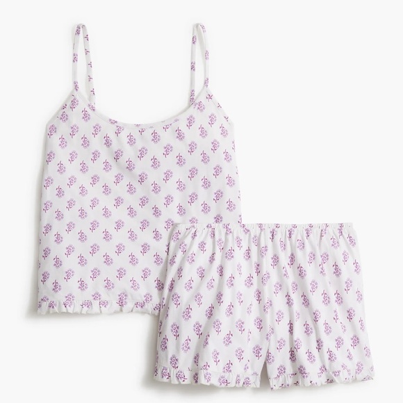 J. Crew Other - J.CREW Purple White Knit ruffle Floral pajama set Size Medium